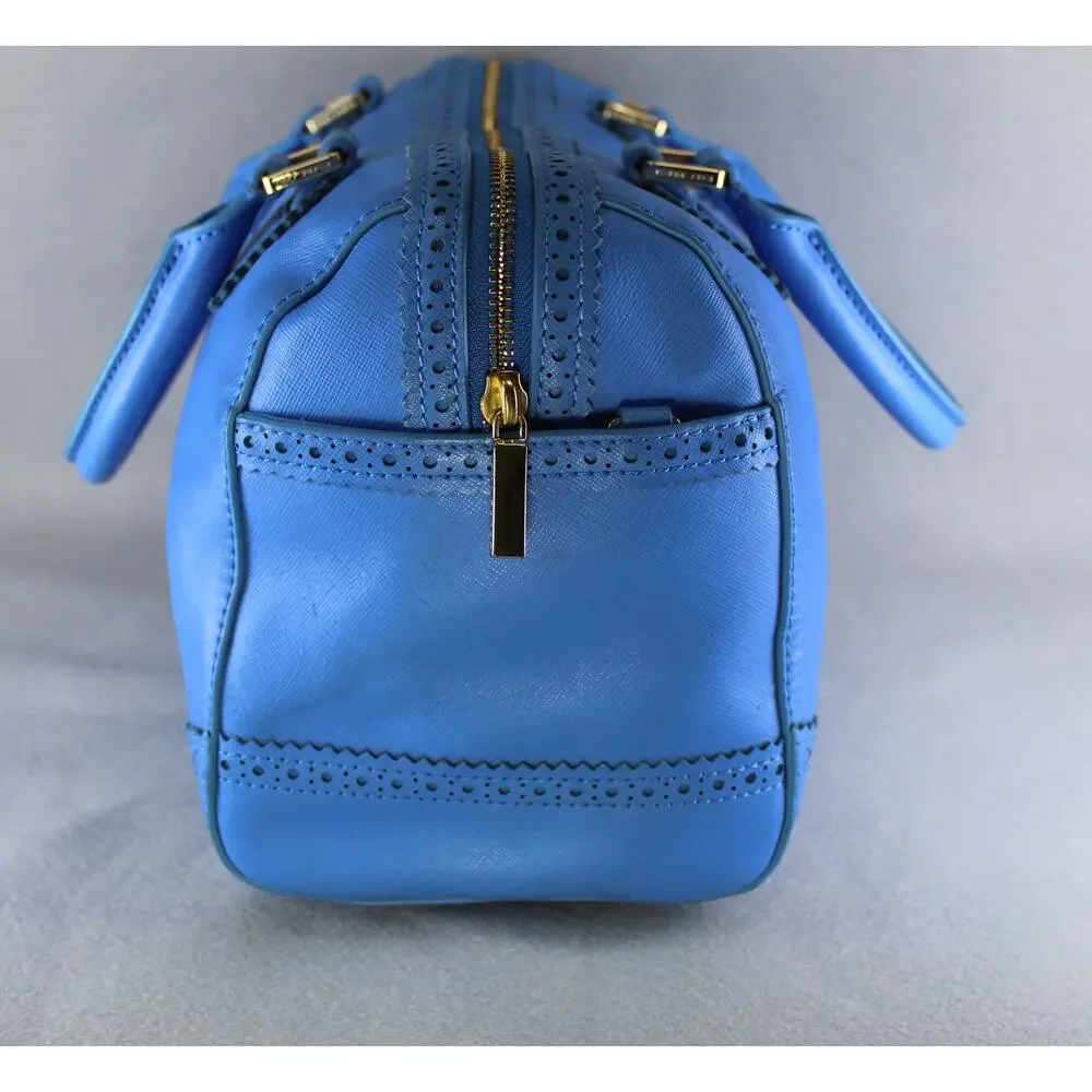 Tory Burch 2 Way Mini Boston Blue Leather Robinson Satchel Handbag